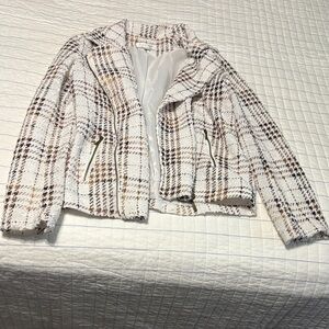 Erin London White and Brown Plaid Blazer